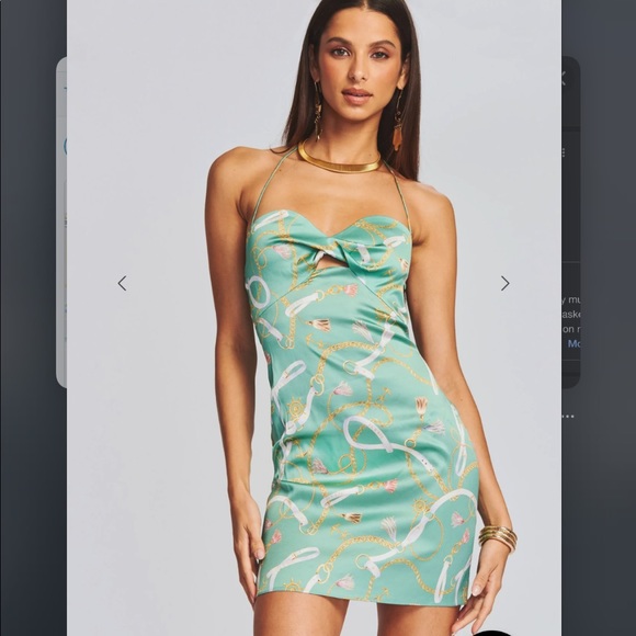 Retrofete SER.O.YA Farrah Silk Dress Green Nautical Small NWT - Picture 5 of 10